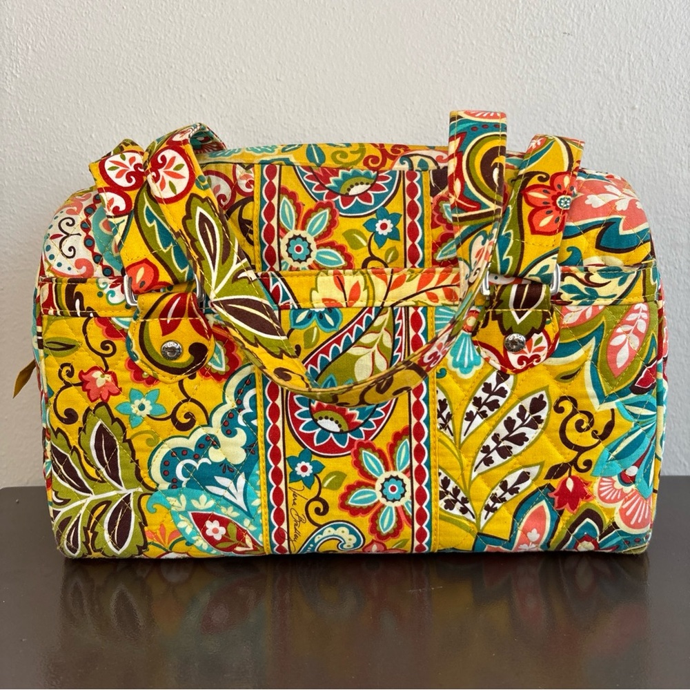 Provençal Yellow Floral Vera Bradley Zip w/ Pockets Metal Hardware Conceal Bag